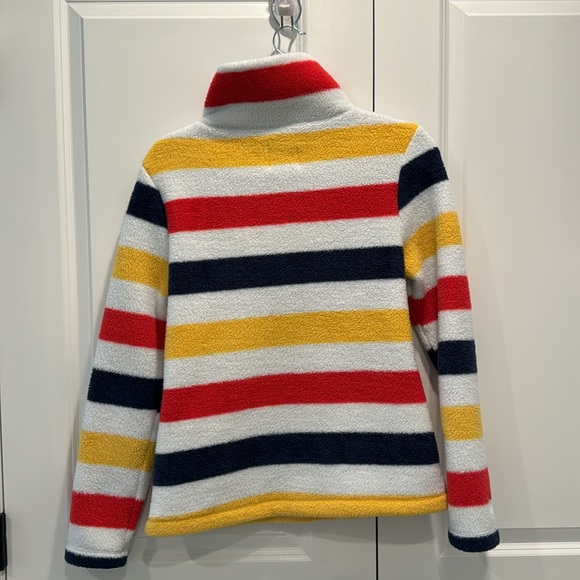 Dudley Stephens Kaki Pullover in Sherpa Fleece, Camp Stripe, Size Small - Picture 3 of 5